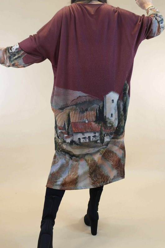 Ezra T Shirt Midi Dress Tuscan Burgundy  /11=